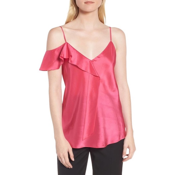 Lewit Tops - Lewit Pink Rouge Ruffle Silk Camisole